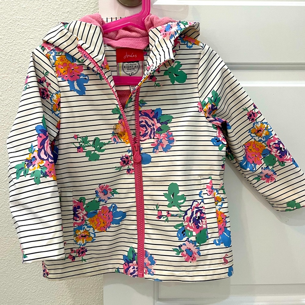 Joules (British Brand) Rain Coat Girls 3-4 Years Floral Jacket Fleece Lined